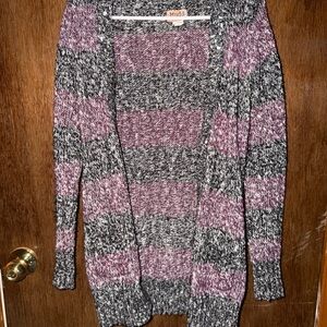 Mudd Purple and Black Striped Cardigan